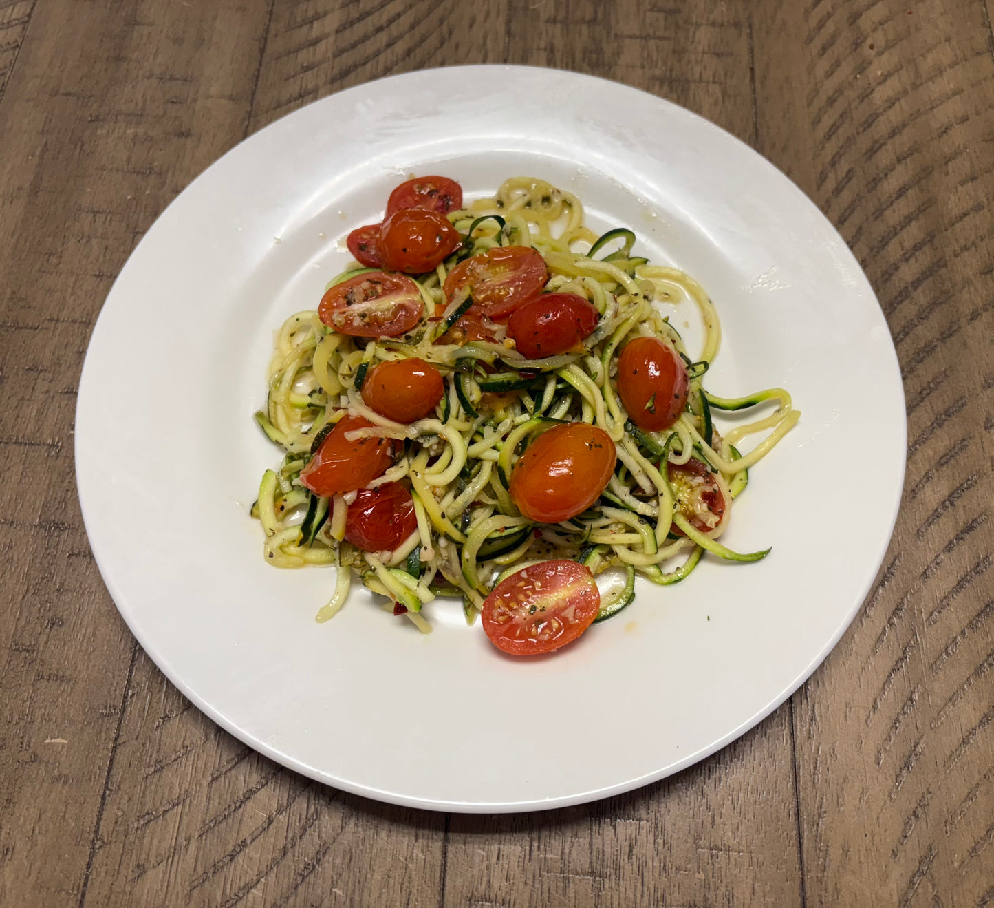 Spiralized Zucchini and Grape Tomatoes