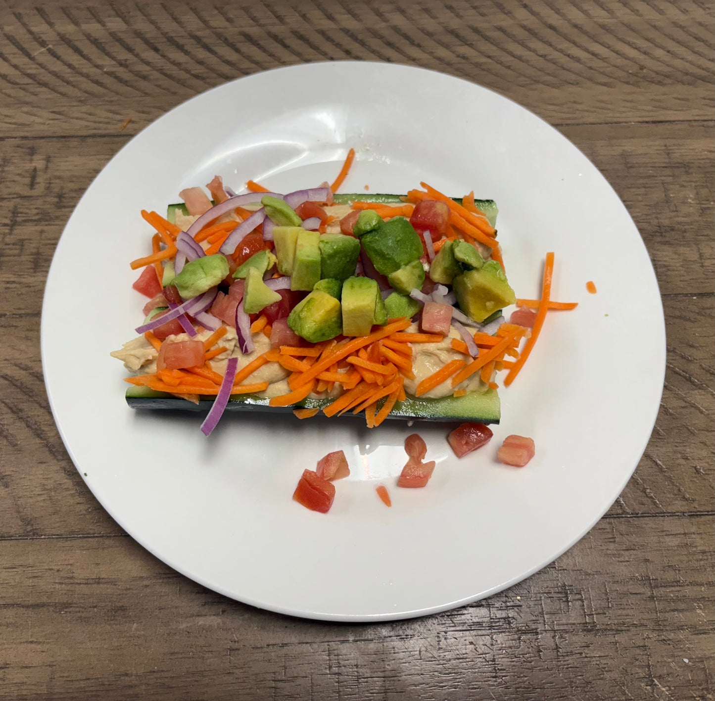 Veggie Hummus Cucumber Boats