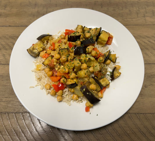 Roasted Eggplant Curry with Chickpeas (Vegan)